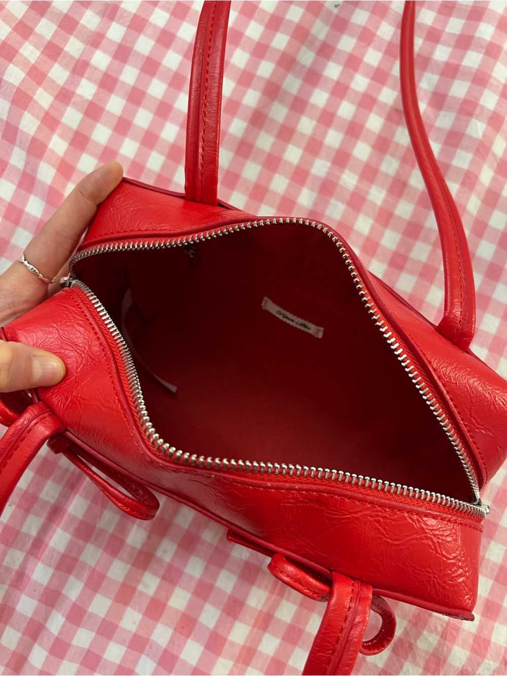 Kimchi Blue Bow Bowler Bag (Color: Red) - Picture 12 of 13